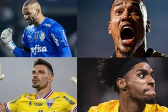 Weverton, John, João Ricardo e Hugo Souza, goleiros do Palmeiras, Botafogo, Fortaleza e Corinthians, respectivamente