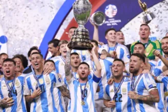 Seleção da Argentina comemora o bi da Copa América