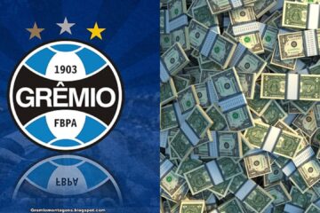 Logo do Grêmio e notas de dólar