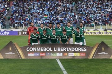 Elenco do Palmeiras antes do duelo contra o Bolívar pela Copa Libertadores da América
