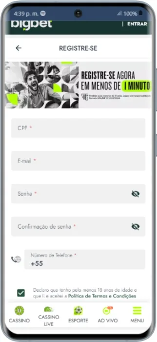BigBet Cadastro BigBet Login