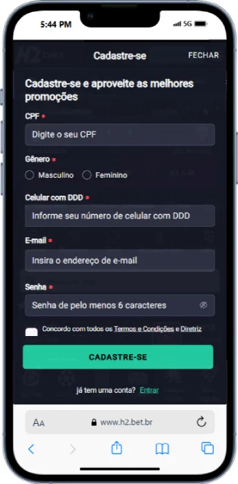 Cadastro H2 Bet App Como se cadastrar no H2Bet app