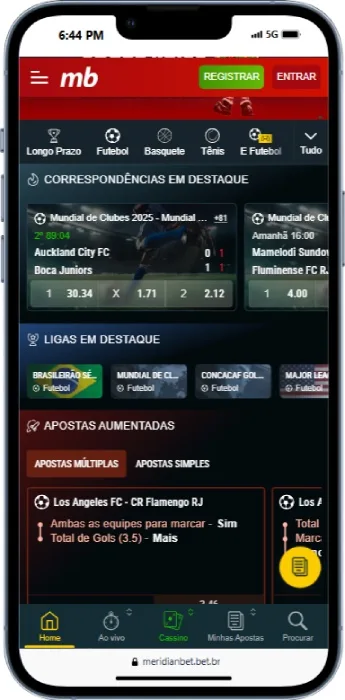 App Meridianbet Experiência pelo celular no app da Meridianbet