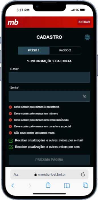Como se cadastrar usando o app da Meridianbet Meridianbet app