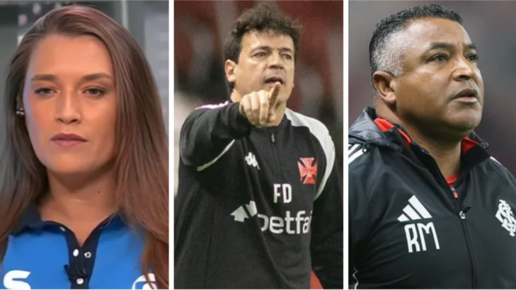 Ana Thaís vê tolerância zero com Fernando Diniz, do Vasco, e Roger Machado, do Internacional: “Não podem perder” Ana Thaís vê tolerância zero com Fernando Diniz, do Vasco, e Roger Machado, do Internacional: “Não podem perder”