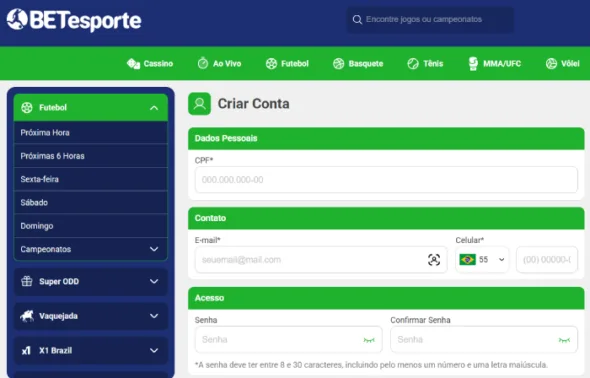 Registro BETesporte Como criar uma conta no cassino da BETesporte