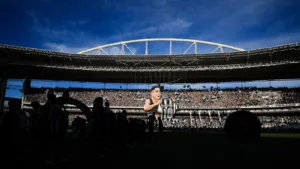 Torcedores do Botafogo homenageiam Savarino com bandeirão no Nilton Santos