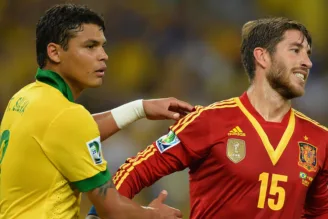 Thiago Silva e Sérgio Ramos durante a final da Copa das Confederações 2013.