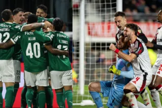 Jogadores do Palmeiras e Flamengo em duelos da Libertadores