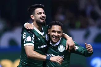 Vitor Roque e Flaco Lopez, do Palmeiras