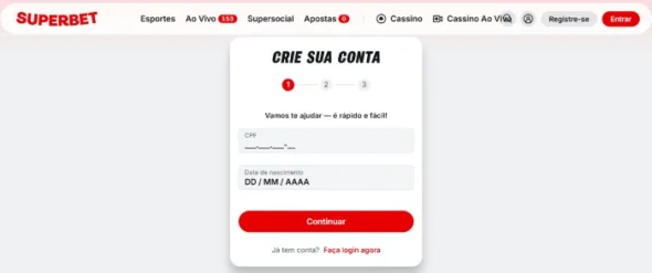 Superbet Criar Conta