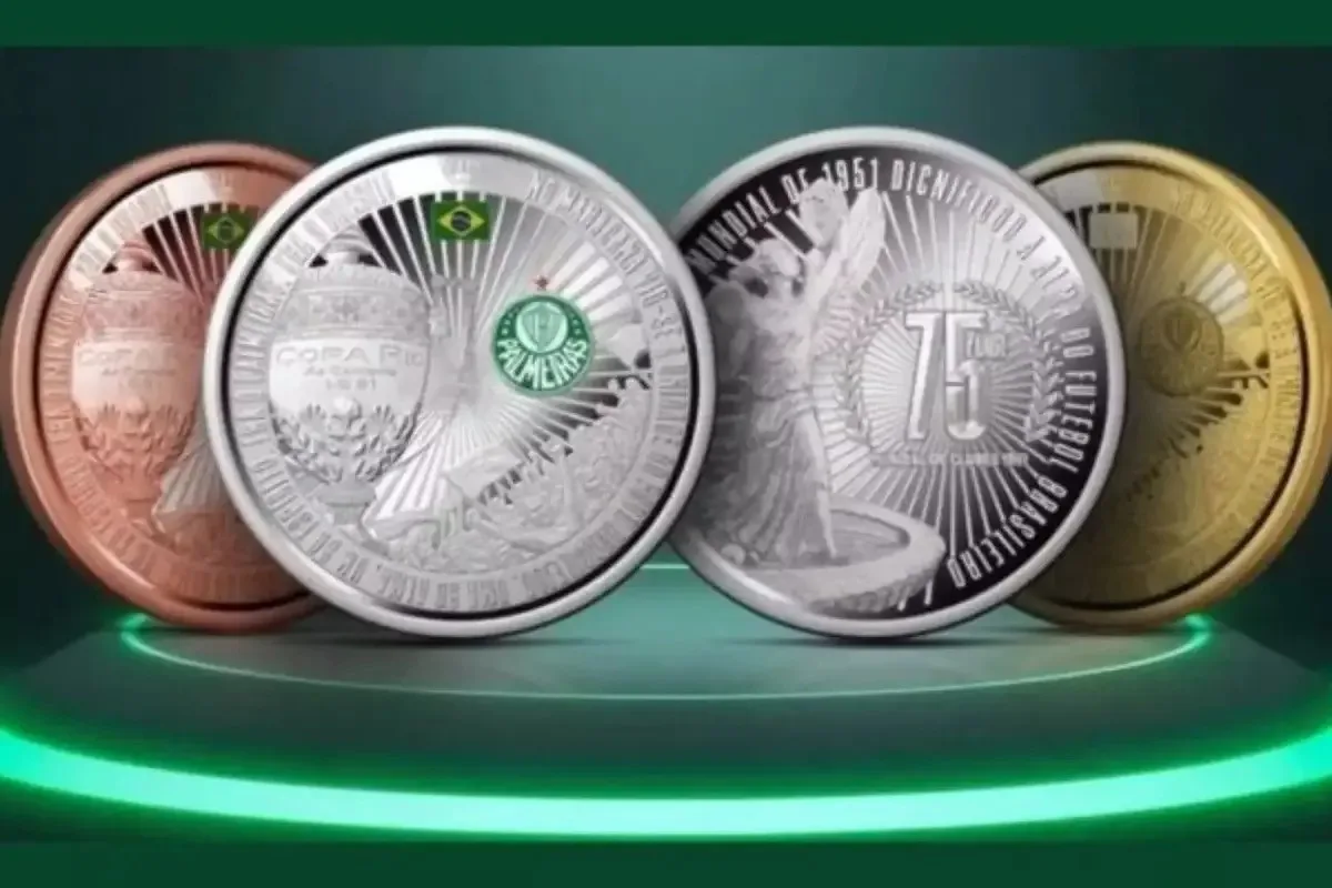 Casa da Moeda lança coleção especial do Palmeiras com medalha de ouro avaliada em R$ 75 mil