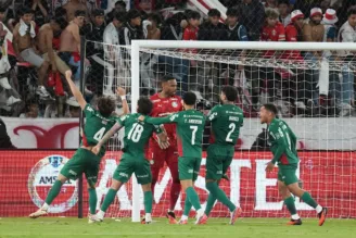 Elenco do Palmeiras comemora classificação