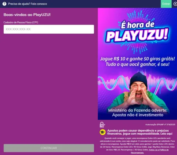 PlayUZU cadastro